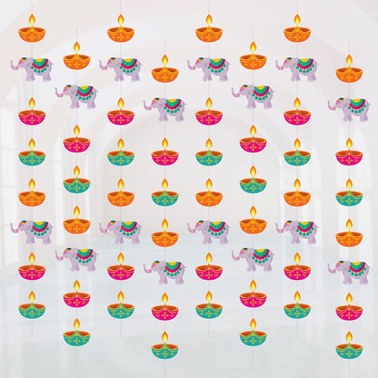 Happy Diwali Festival Hanging Flower wreath Lighting Decoration Door Curtain Flowing Light Indoor and Outdoor Hanging Decoration