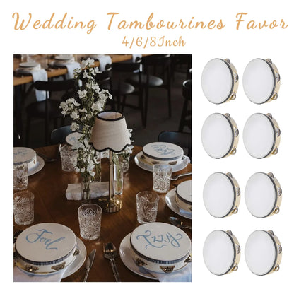 2-24PCS Wedding Tambourine Drum Noise Makers Hand Held Tambourine Single Row Metal Jingle Percussion Gift Church Party 4-8Inch