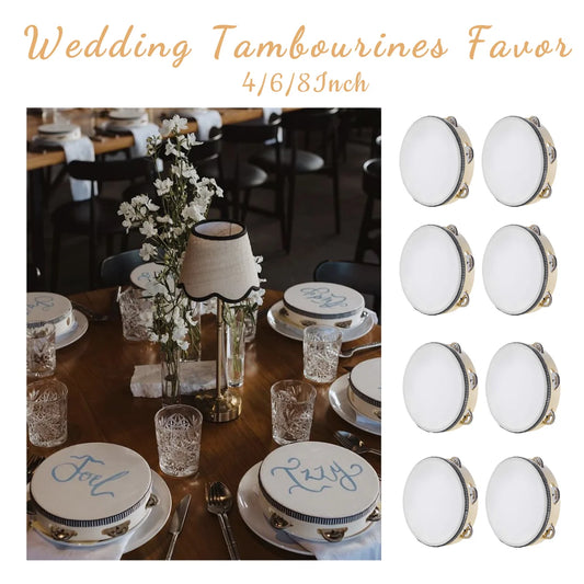 2-24PCS Wedding Tambourine Drum Noise Makers Hand Held Tambourine Single Row Metal Jingle Percussion Gift Church Party 4-8Inch