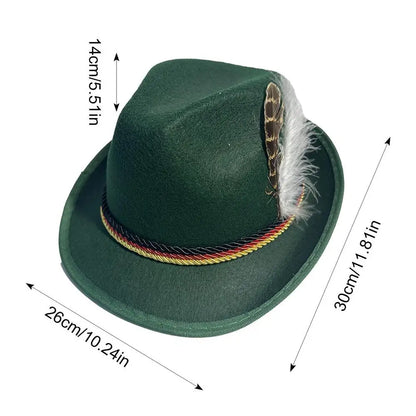 Alpine Hats with Feather Soft Oktoberfest German Hats for Adults Fashionable Alpine Hat for Cosplay Holiday Party Carnival