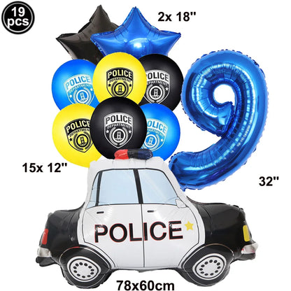 Blue Car Police Truck Foil Balloon Boys Birthday Balloons 4D Standing Balloons Baby Shower Police Themed Birthday Party Decors