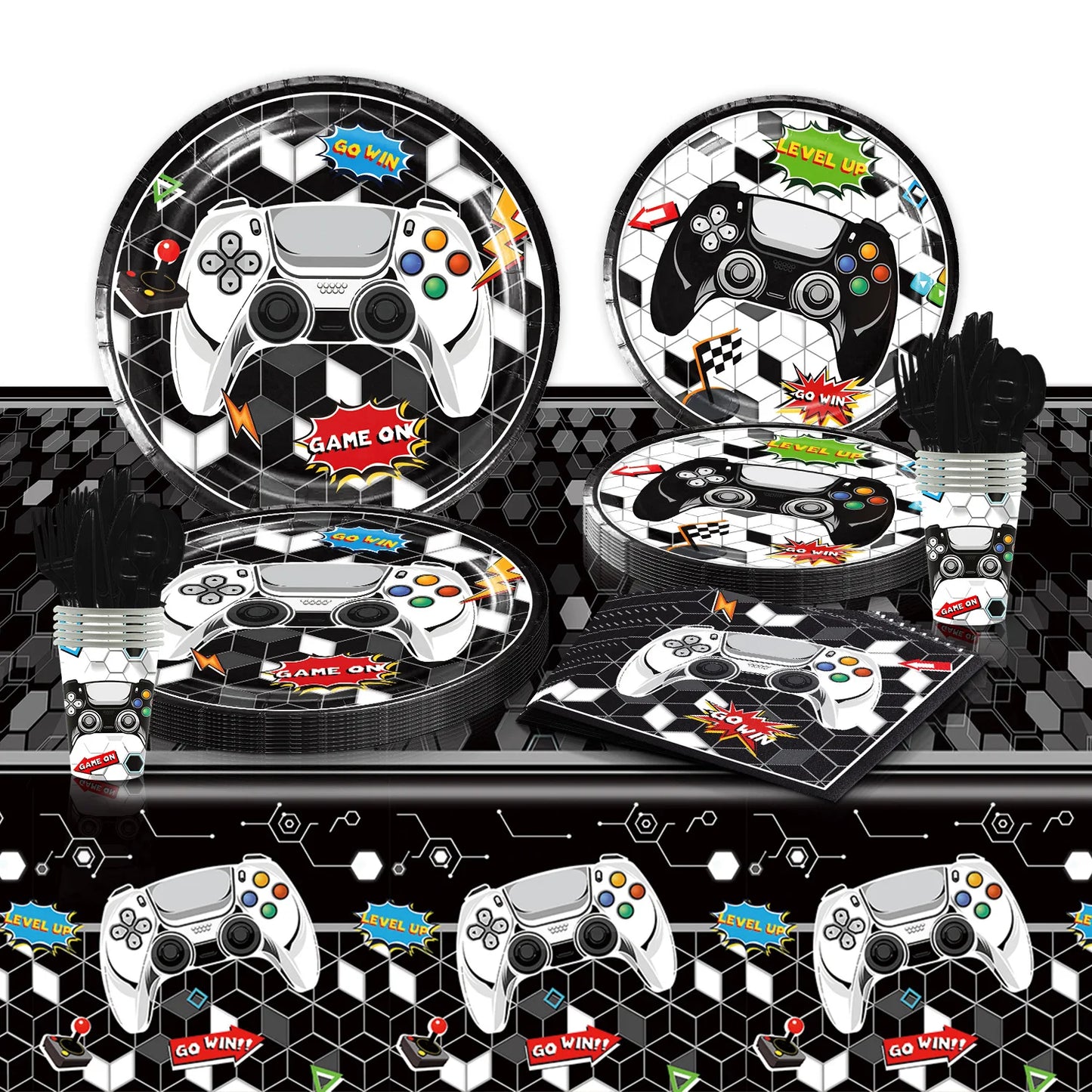 Video Game Birthday Party Decoration Video Game Happy Birthday Paper Plates Cups Napinks Tablecloth Background Balloons Supplies