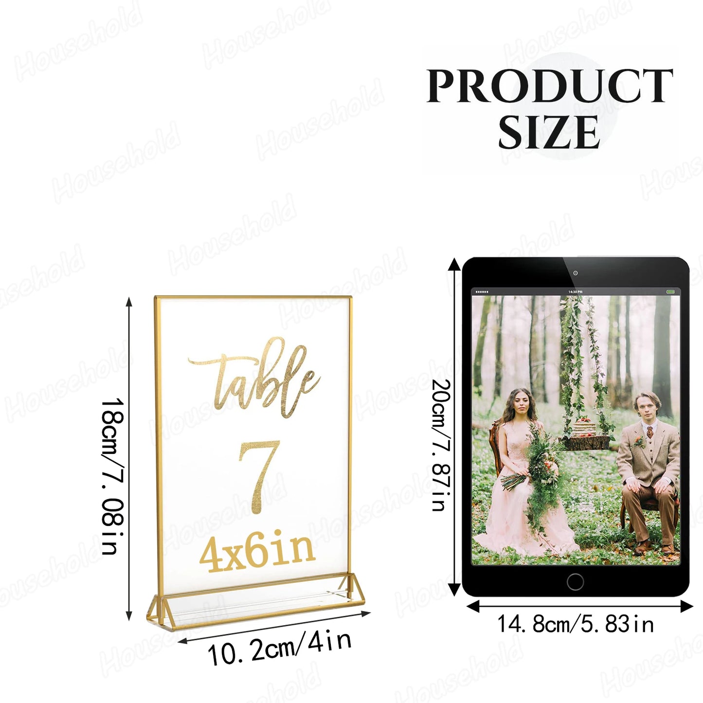 6-36 Transparent Acrylic Signage Gold Picture Frames Double-sided Display Stand Wedding Number Plate Table Flyer Menu Card Rack