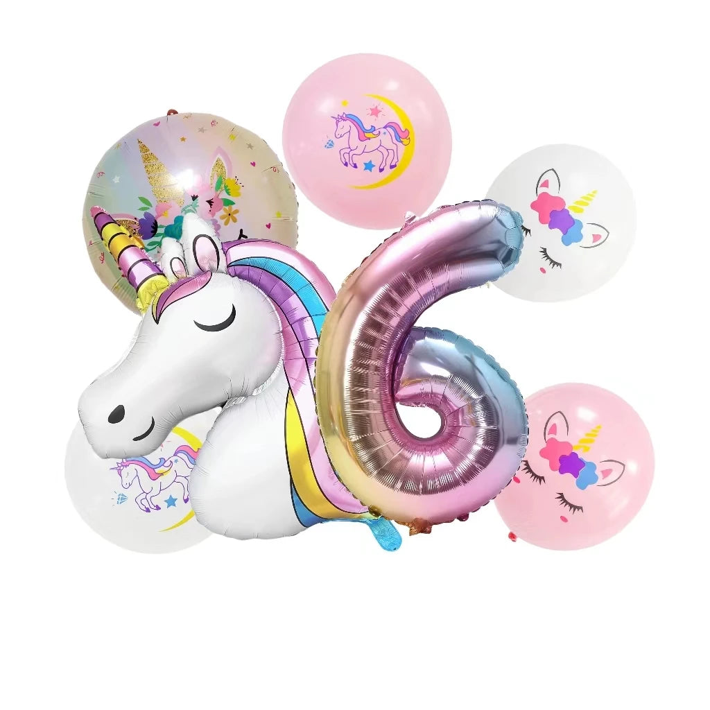 Unicorn Party Balloons Number Foil Balloons 1 2 3 4 Years Unicorn Birthday Party Decoration Rainbow Unicorn Balloons Baby Shower