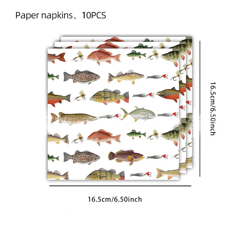 10Guests Gone Fishing Party Disposable Tableware Little Fisherman Goes Fishing for Birthday Party Supplie