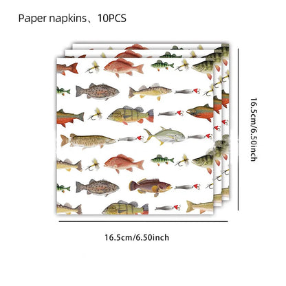 10Guests Gone Fishing Party Disposable Tableware Little Fisherman Goes Fishing for Birthday Party Supplie