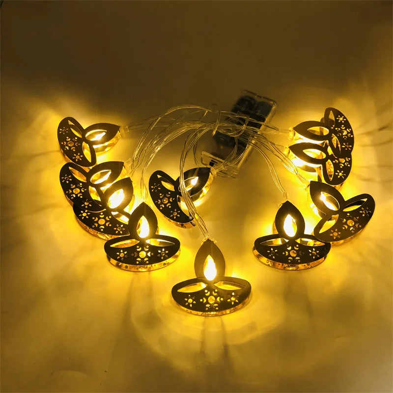 Mini LED String Light Gold AUM OM Lakshmi Ganesha String Light for Deepavali Diwali Party Decoration Festival Golden String Lamp