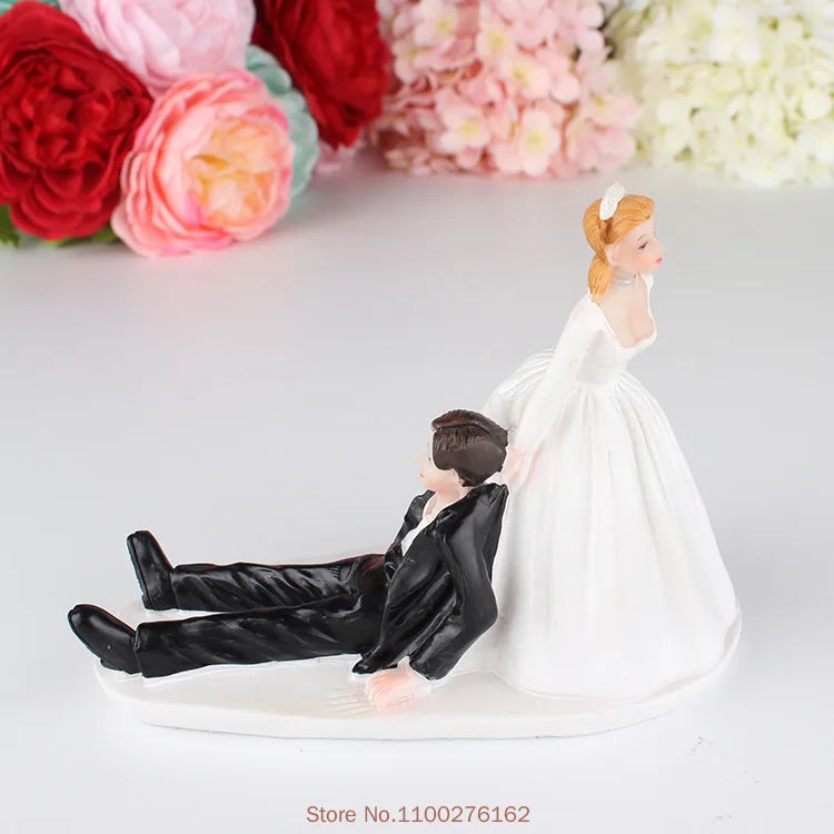 Cake Toppers Dolls Bride and Groom Figurines Funny Wedding Cake Toppers Stand Topper Decoration Supplies Marry Figurine