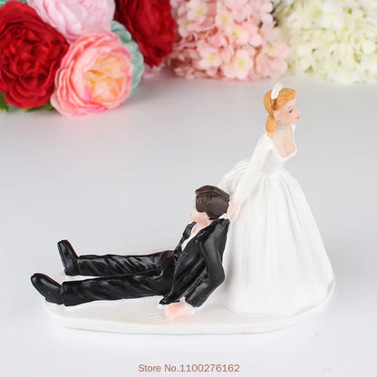 Cake Toppers Dolls Bride and Groom Figurines Funny Wedding Cake Toppers Stand Topper Decoration Supplies Marry Figurine