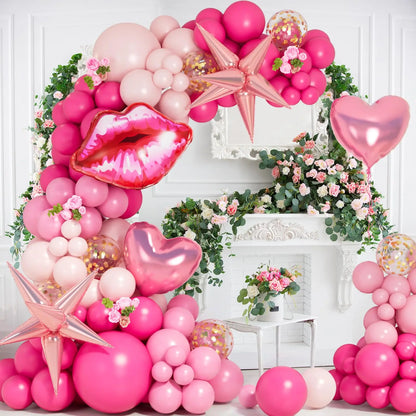 130pcs Rose Red Pink Balloon Garland Arch Kit Wedding Birthday Party Decoration Valentine's Day Baby Shower Decor Globos