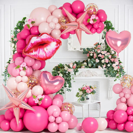 130pcs Rose Red Pink Balloon Garland Arch Kit Wedding Birthday Party Decoration Valentine's Day Baby Shower Decor Globos