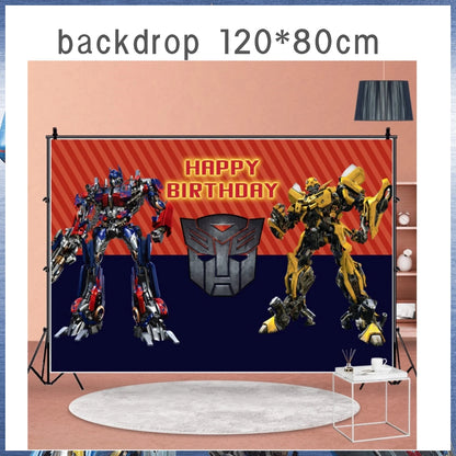 Transformation Birthday Party Decoration Plates Tablecloth Shape Shifting Robot Balloon Backdrop Baby Shower Kids Party Supplies