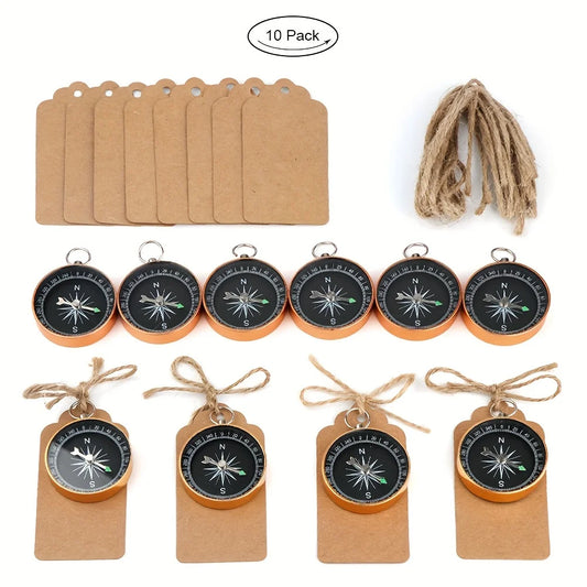 10pcs/set, Wedding Gift Compass + Kraft Paper Travel Themed Party Favors For Guests Wedding Souvenirs For Guests Party Decor