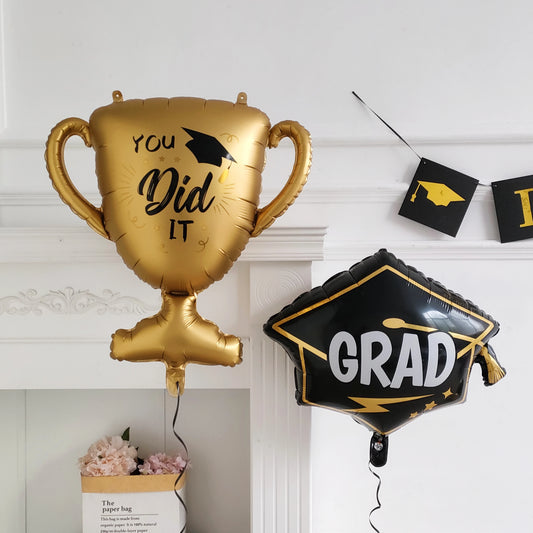 Graduation  Gold Silver Black Balloon Congratulation Graduation High School Graduation Party Decoration Supplies