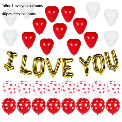 I Love You Letter Balloons Set Red Heart Balloon for Proposal Valentine's Day Decoration Marry Me Wedding Anniversary party gift