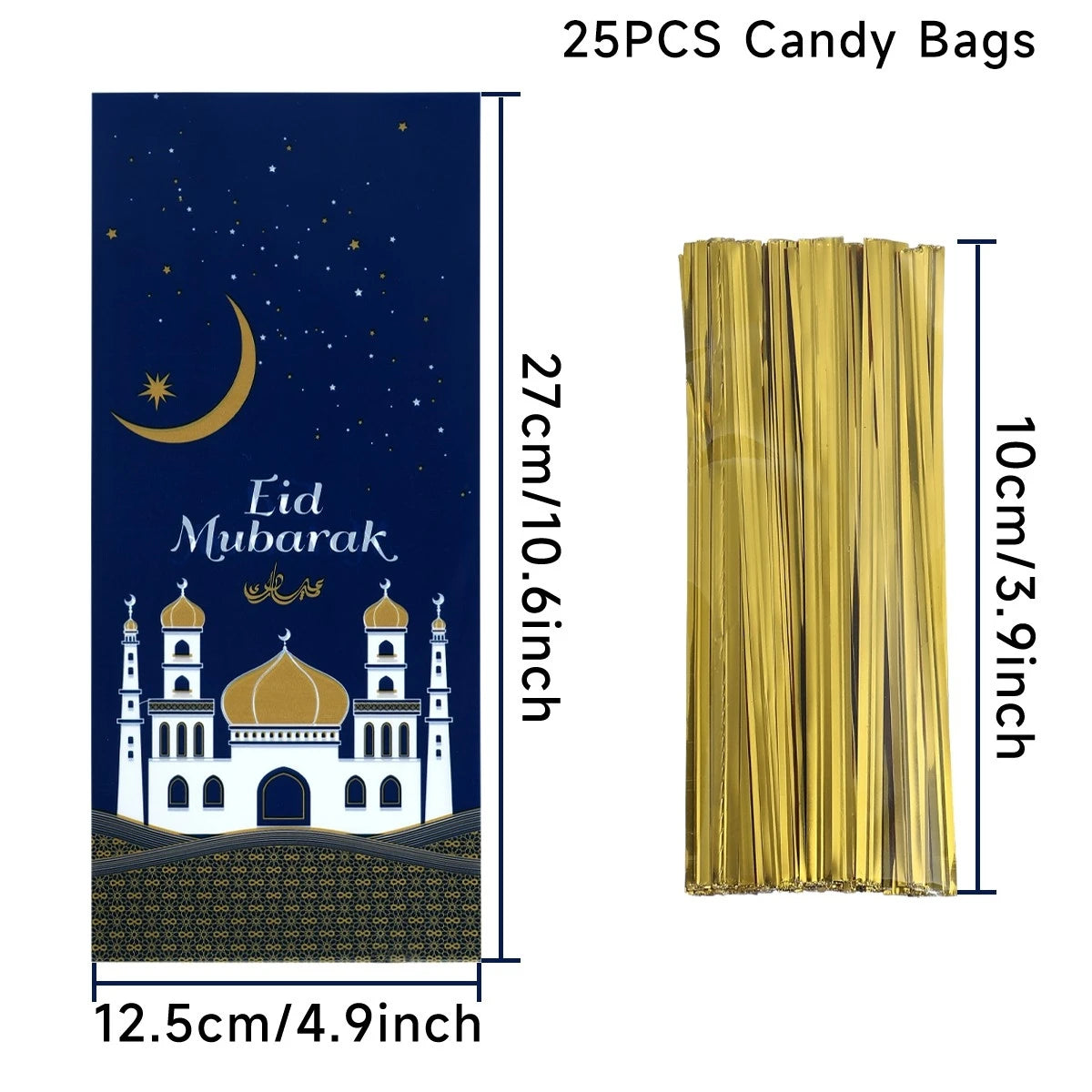 Eid Mubarak Gift Bags Plastic Candy Cookie Bag Ramadan Kareem Decoration 2025 Islamic Muslim Party Supplies Eid Gifts