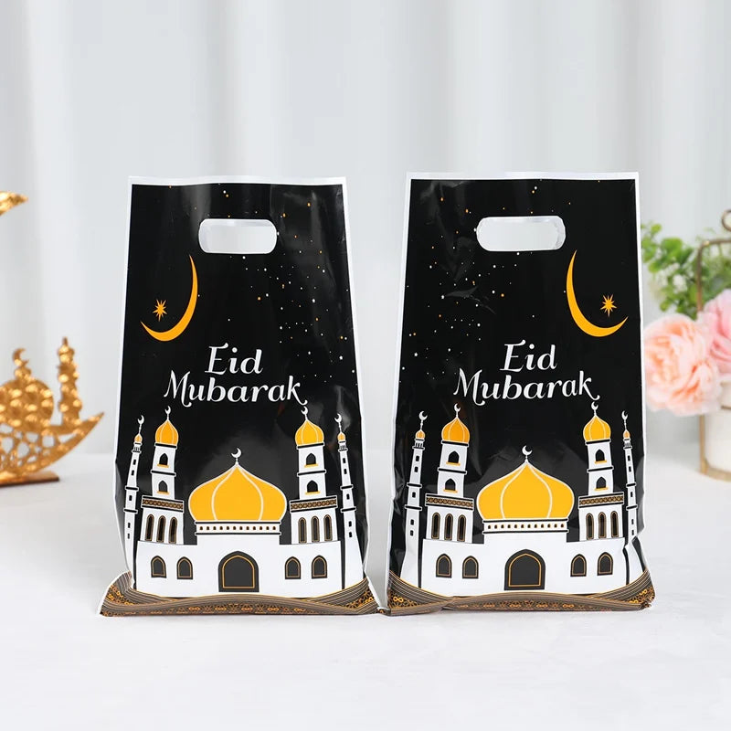 Eid Mubarak Gift Bags Plastic Candy Cookie Bag Ramadan Kareem Decoration 2025 Islamic Muslim Party Supplies Eid Gifts