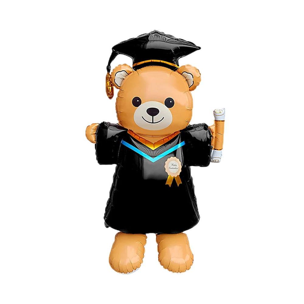 1pc 60inch Standing Graduation Bear Aluminum Film Balloon, Graduation Party Balloon Perfect For School Events And Campus Decorat