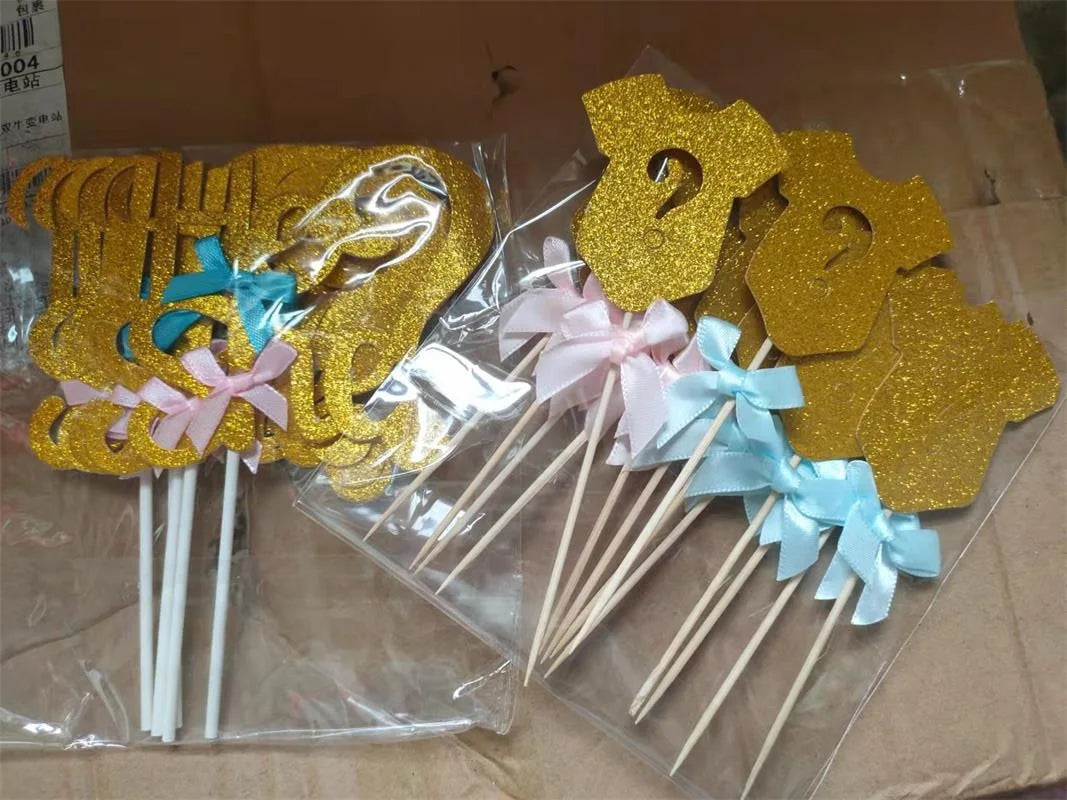 Gender Reveal Cake Topper He Or She Boy Or Girl Cake Flags Baby Birthday Party Cake Decor DIY Baby Shower Cupcake Toppers