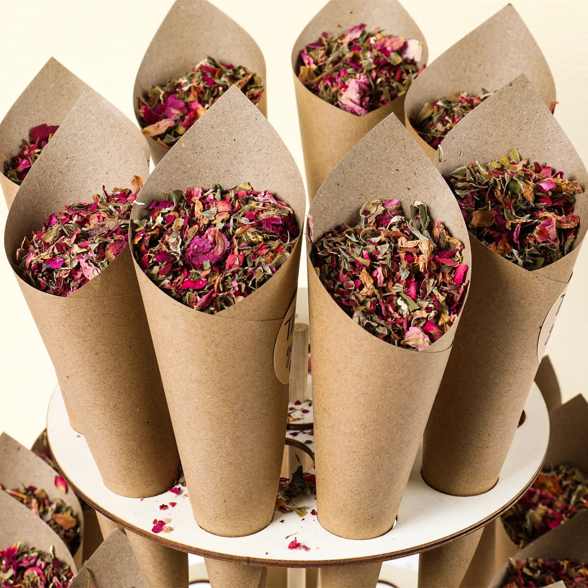 Wood/Kraft Paper Confetti Cone Tray Rustic Decoration Confetti Cones Stand DIY Holder Support Supplies