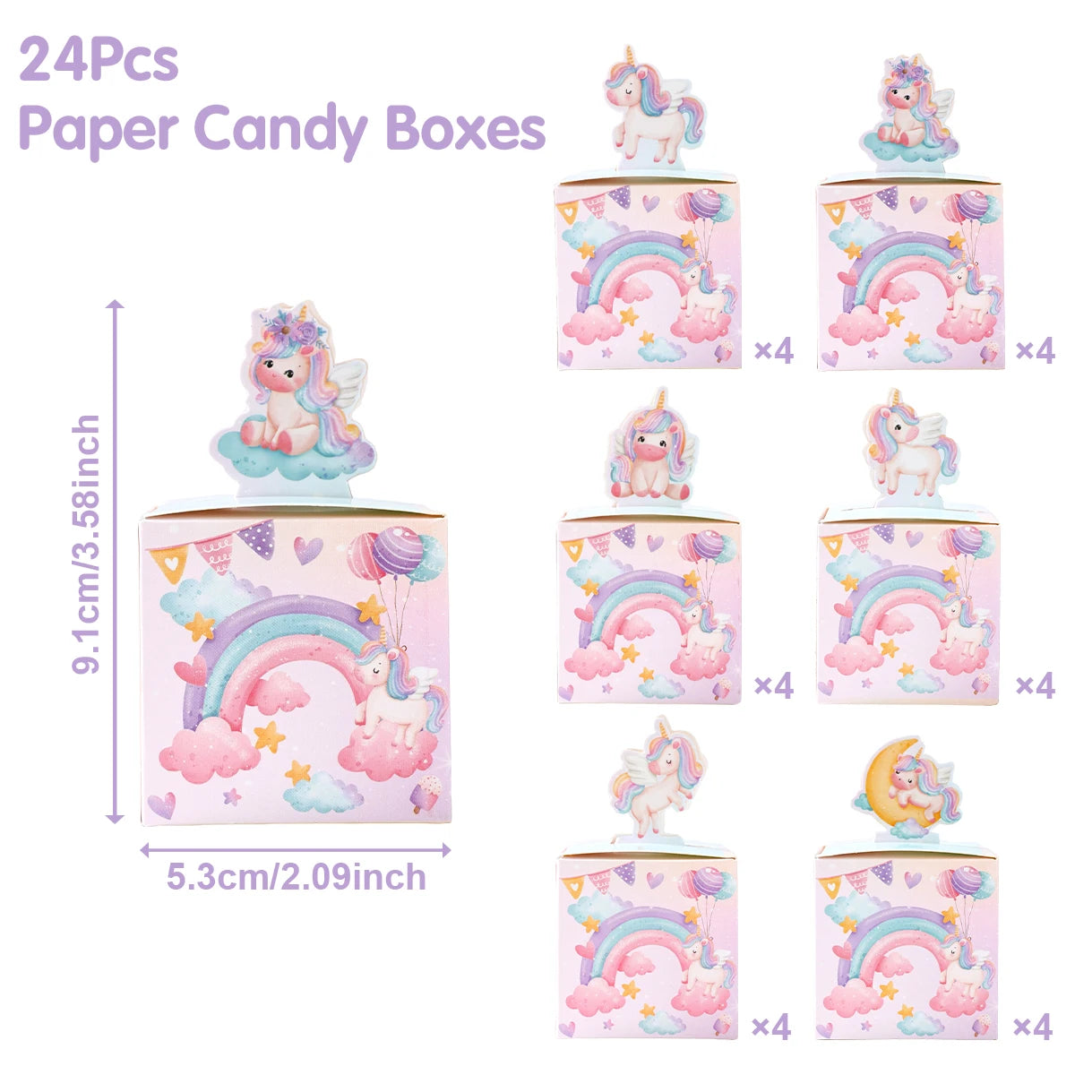 Unicorn 3D Paper Candy Boxes Gift Packing Box Unicorn Theme Party Decoration Kids Wedding Baby Shower Party Supplies Favors
