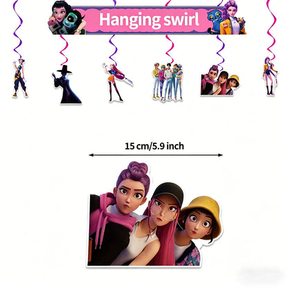 Hunters Girl Group Birthday Party Decor Set Banner Balloons Cake Toppers Hanging Swirls Kids Party Photo Props Event Supplies
