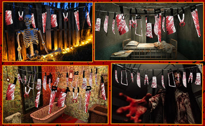 32PCS Halloween Bloody Banner Props. For zombie/vampire party. Fits haunted house. Weapon banner. Great Halloween décor