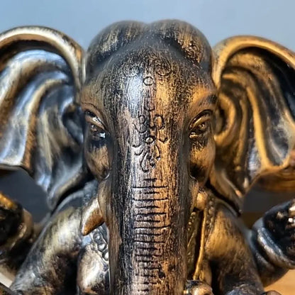 1 South Asian Indian resin retro gold elephant head divine wealth candle holder set for Diwali Candlestick ornament decoration