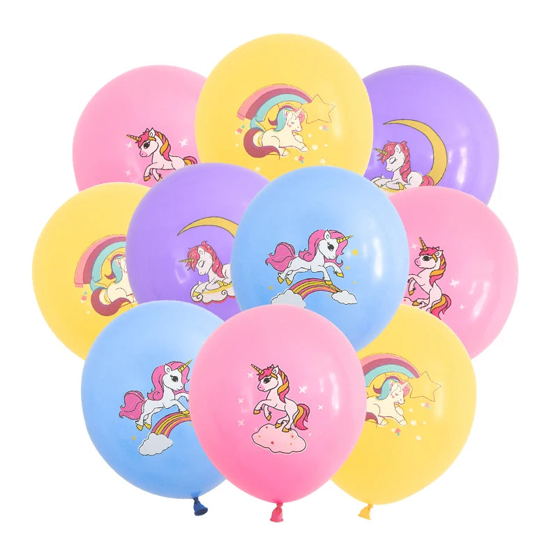 Rainbow Unicorn Party Balloons Disposable Tableware Gift Bags For Kids Girl Unicorn Birthday Party Decoration Favors Supplies