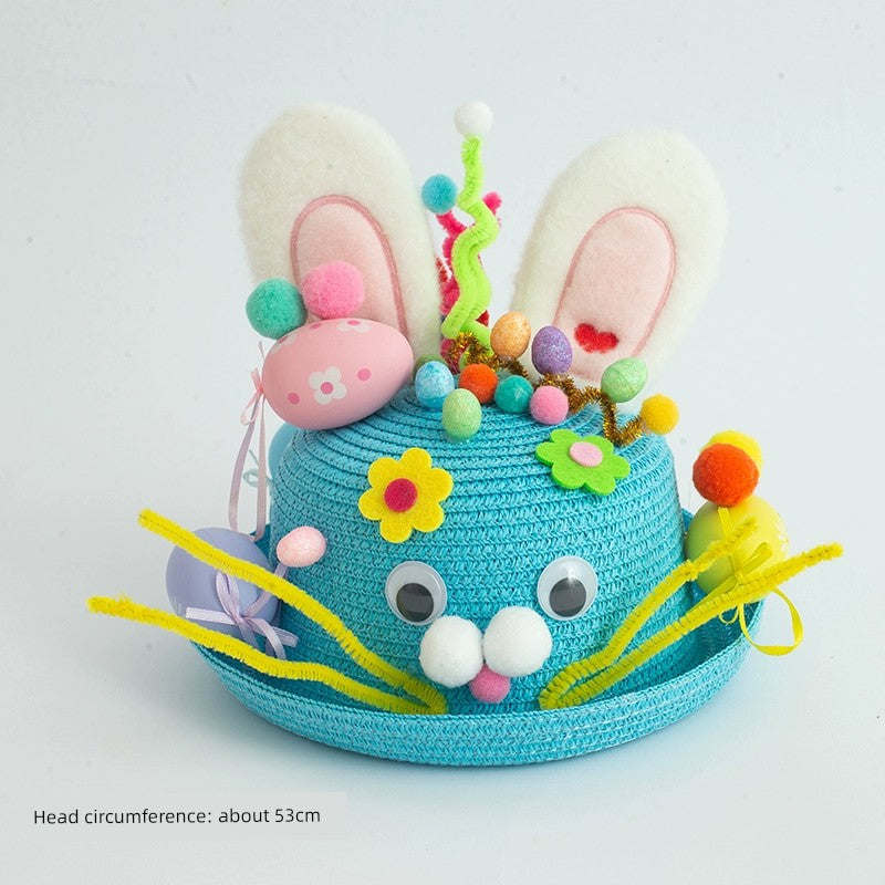 Easter Hat DIY Rabbit Chicken Kindergarten Handmade Material Kit Kids Matching Performance and Catwalk Activity