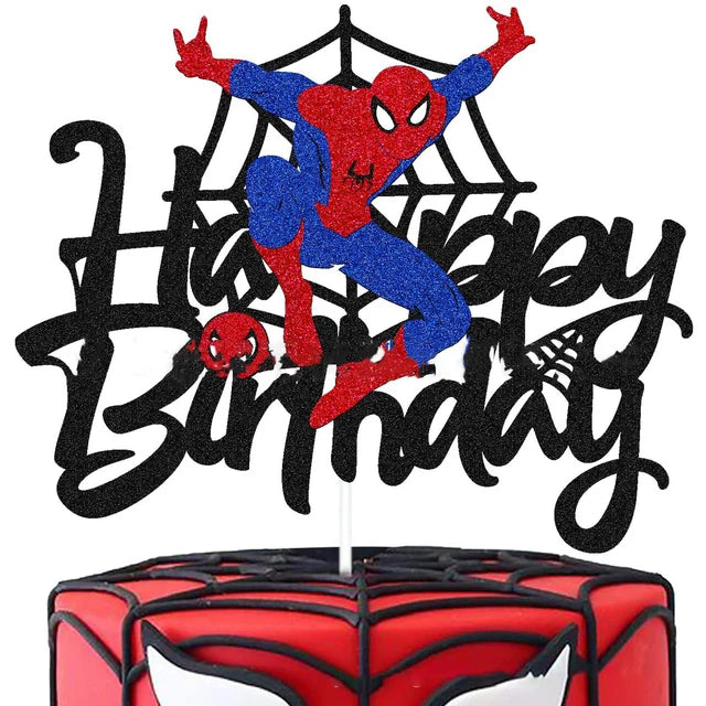 Spiderman Cake Toppers Superhero Birthday Cake Decorations CupCake Topppers Ornaments for Kids Boys Baby Shower Supplies Gifts