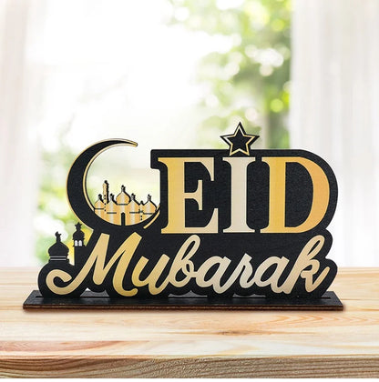 EID Mubarak Decoration Wooden Ornaments Ramadan Decoration 2025 For Home Ramadan Kareem Islamic Muslim Party Eid Al Adha Gifts