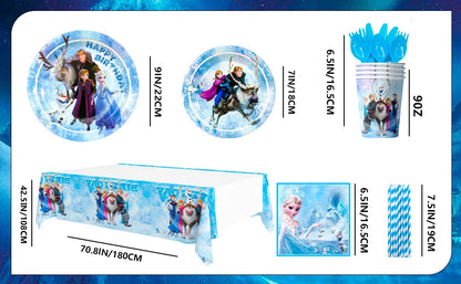 Frozen Theme Party Supplies,Frozen Birthday Party Tableware-161pcs Frozen Party Supplies-Frozen Plates Napkin Cup Tablecloth