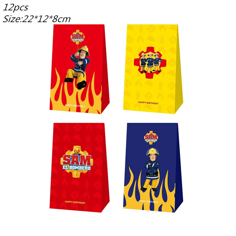 Firefighter Sam Party Supplies Plates Napkins Cups Tablecloth Banner Fire Truck Party Decorations Kids Boys Decor Supplies