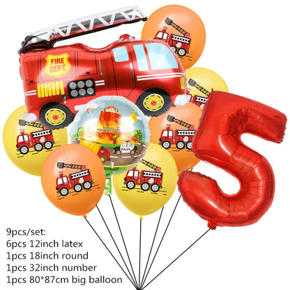 Firefighter Sam Party Supplies Plates Napkins Cups Tablecloth Banner Fire Truck Party Decorations Kids Boys Decor Supplies