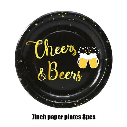 Cheers Beer Glasses  Decorations Disposable Tableware Plates Cup Napkins Oktoberfest  Wedding Spiderman Baby Shower Stitch Sonic