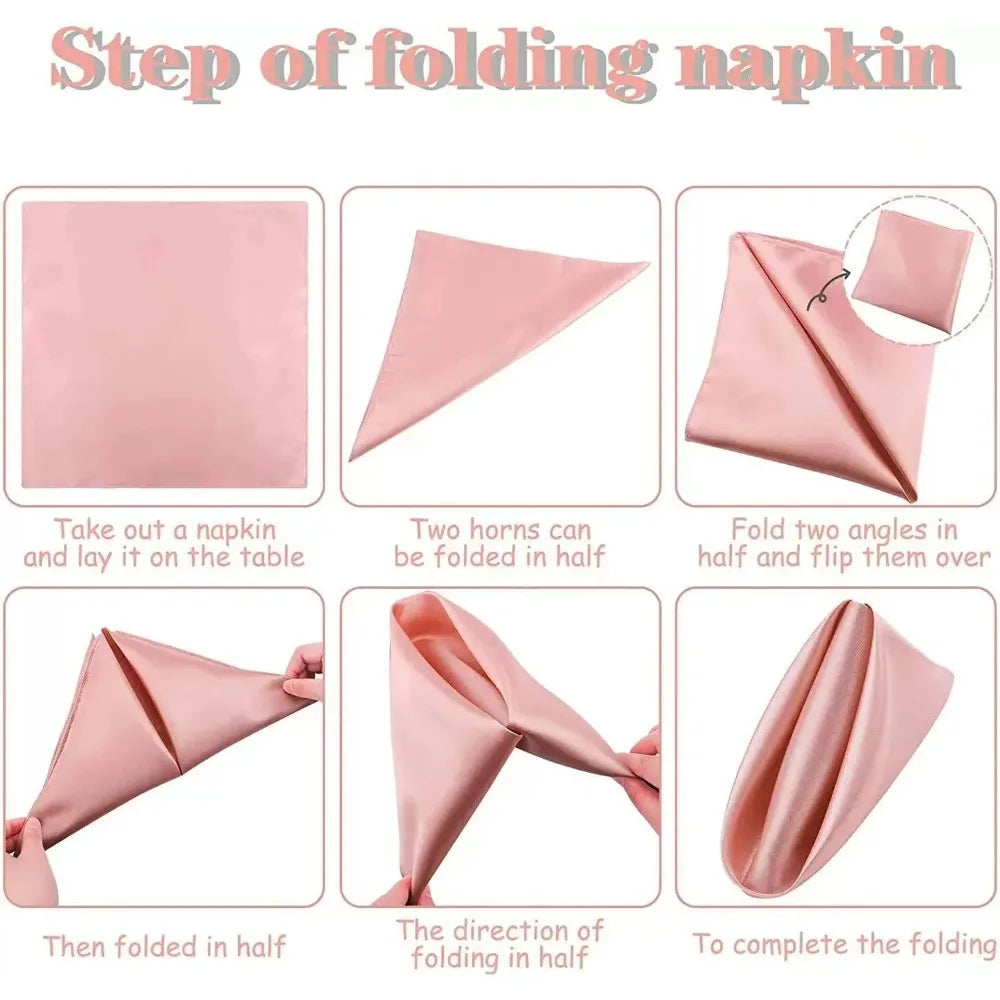 100PCS 30*30cm Satin Napkin Square Washable Soft Smooth Fabric Table Napkin for Wedding Banquet Party Hotel Restaurant Decor
