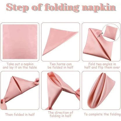 100PCS 30*30cm Satin Napkin Square Washable Soft Smooth Fabric Table Napkin for Wedding Banquet Party Hotel Restaurant Decor