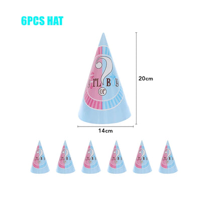 Boy Or Girl Gender Reveal Disposable Tableware Plate Cup Banner Balloons Baby Shower Gender Reveal Party Decorations