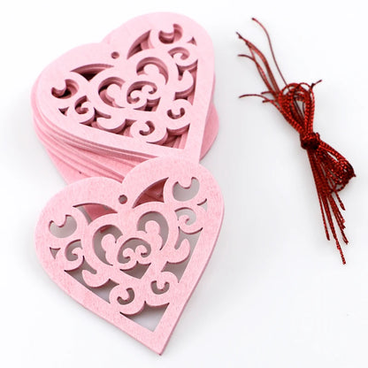 30Pcs Engraved Love Heart shaped pendant Hollow Shape DIY Crafts for Wedding Party Valentines Day Decoration Ornaments