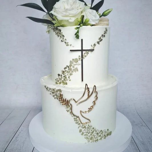 IHS Baptism First Communion Cake Decorations Christening Peace Dove Cake Topper for Communion Party Supplies Cake Decorations