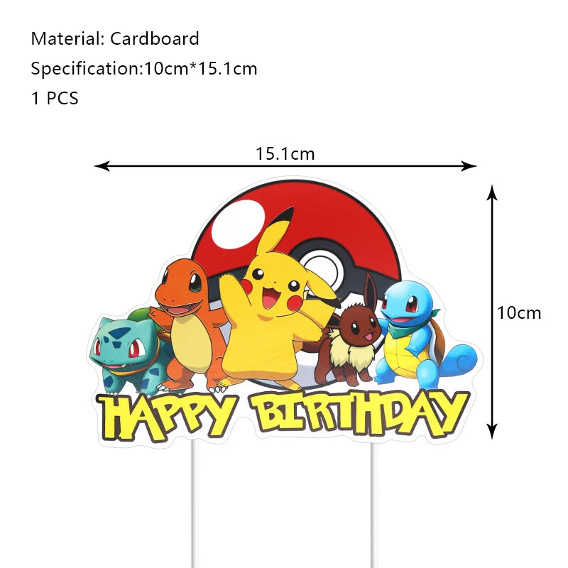 Pokemon Birthday Party Decoration New Lightning Pikachu Balloon For Kids Event Supplies Disposable Tableware Banner Backdrop