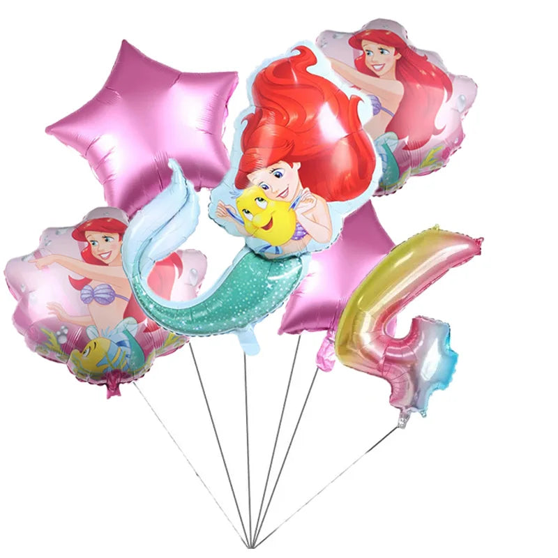 The Little Mermaid Theme Party Supplies  Ariel Princess Paper Napkin Plate Cup Balloons Kid Girls Birthday Party Decoration Gift