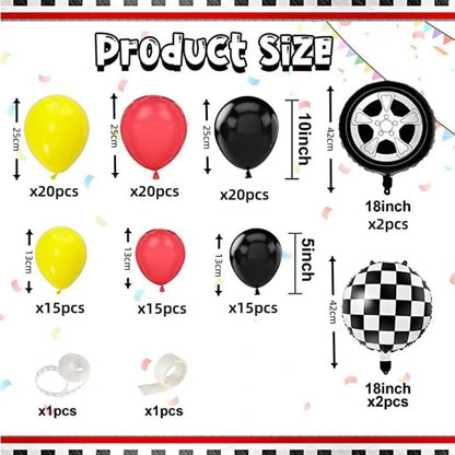 111Pcs A set of racing themed balloon arch wreath set, monster truck birthday party supplies, car birthday decoration set