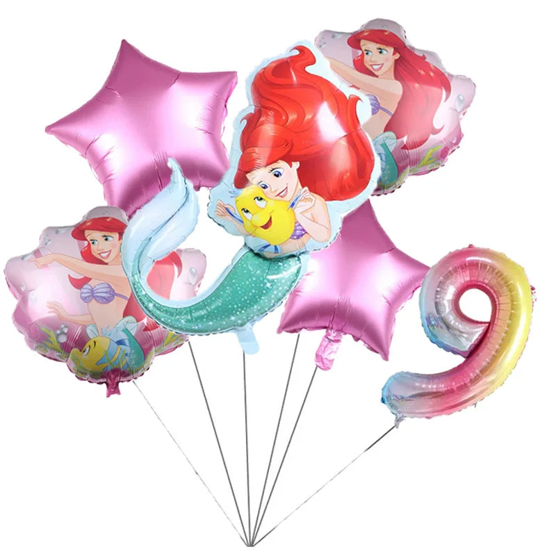 The Little Mermaid Theme Party Supplies  Ariel Princess Paper Napkin Plate Cup Balloons Kid Girls Birthday Party Decoration Gift