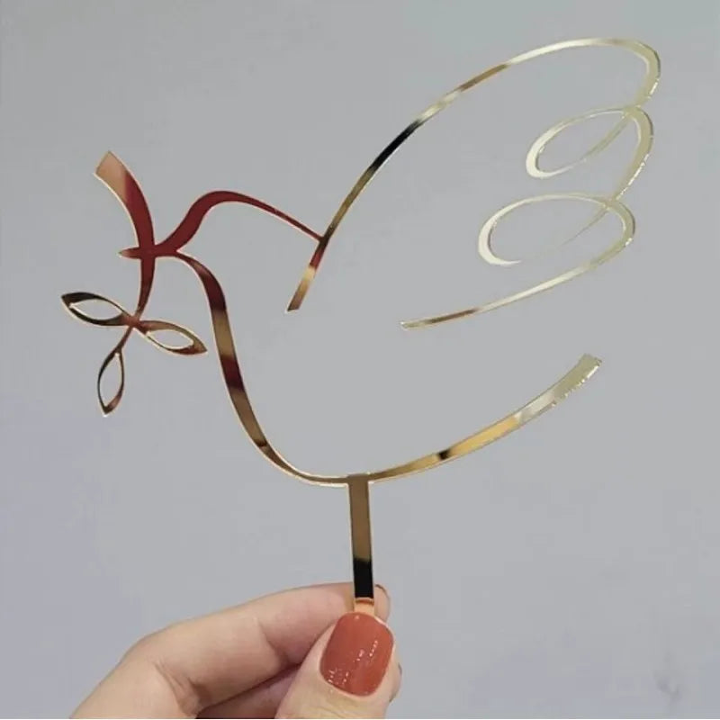 Gold Peace Dove Cross Cake Toppers Holy Communion Baptist Party Decorative Cake Insert for The First Communion Party Supplies