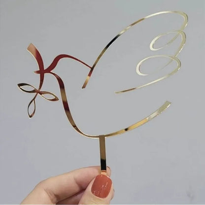 Gold Peace Dove Cross Cake Toppers Holy Communion Baptist Party Decorative Cake Insert for The First Communion Party Supplies