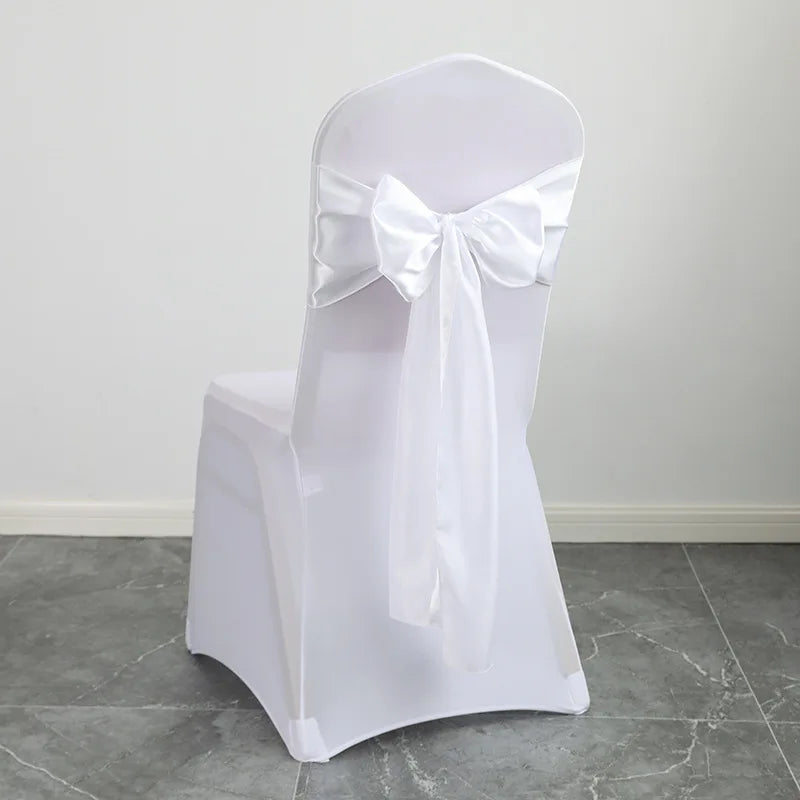 Wedding Decoration Chair Satin Sash Bow Tie Self TIe For BIrthday Party Festival Hotel Holiday Shiny Look Luxury Dining Room