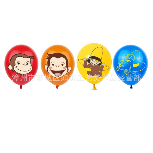 Curious Monkey Party Supplies Theme Children's Birthday Party Decoratio Set Cake Birthday Banner Balloons Cupcake Toppers Kids