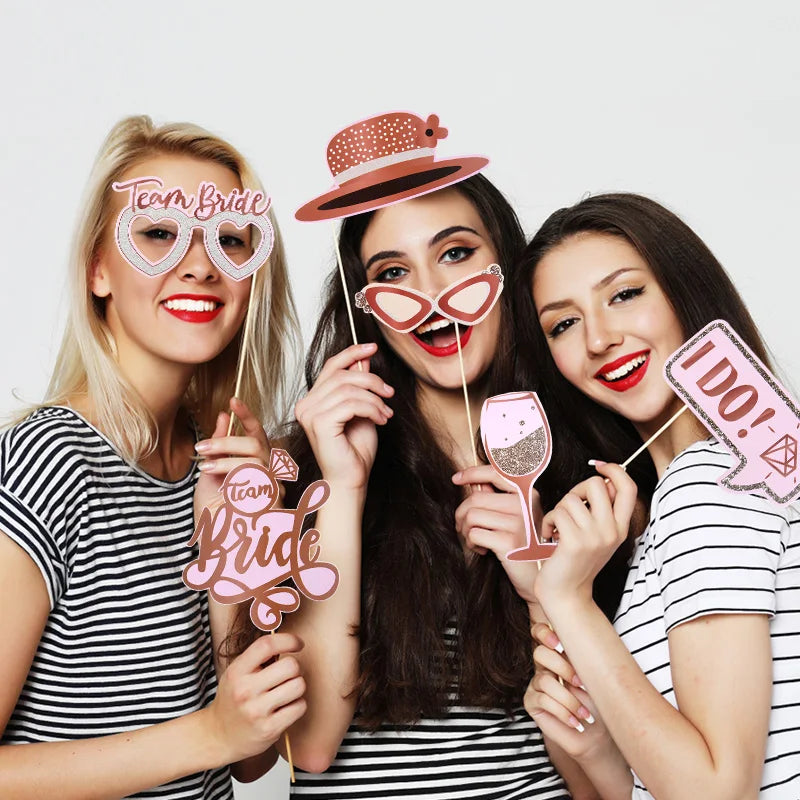 1Set Team Bride to be Photo Booth Props Paper Frame Bachelorette Party Decoration Wedding Gift Bridal Shower Hen Party Supplies